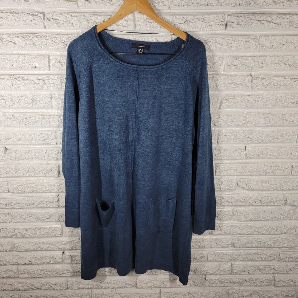 Atmosphere Womens Dress 16 Sweater Blue Knit Round Neck Long Sleeve Mini BLU196E
